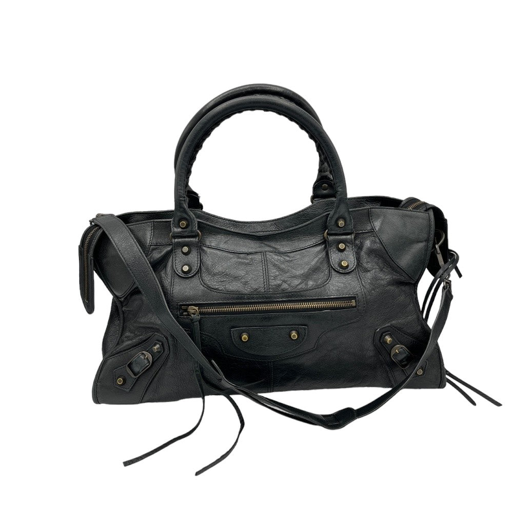 Balenciaga Handtasche City Bag aus Leder mit Schultergurt schwarz