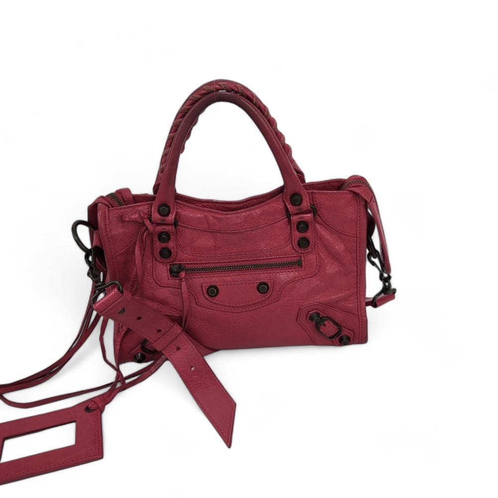 Balenciaga Handtasche Mini City Bag Leather 2Way mit Schultergurt rot