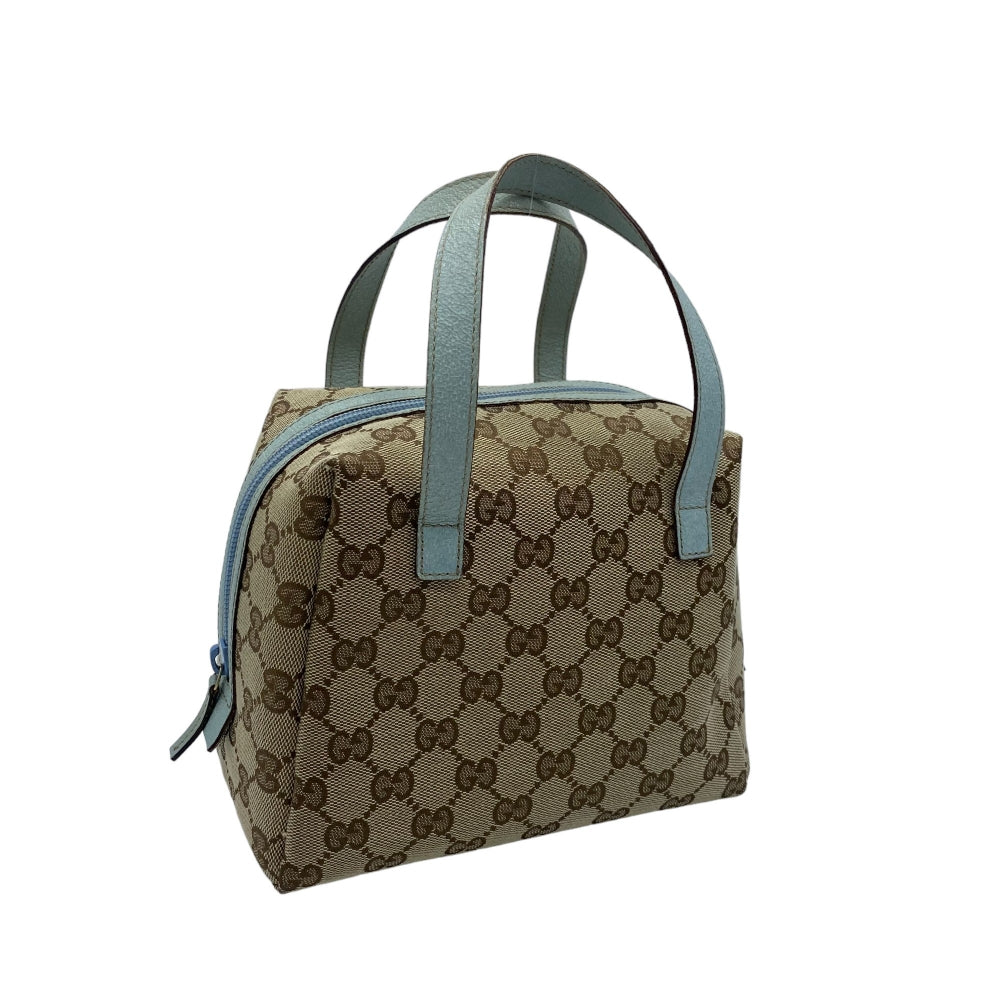 Gucci Handtasche Hobo bag beige monogram mit hellblauen Lederdetails