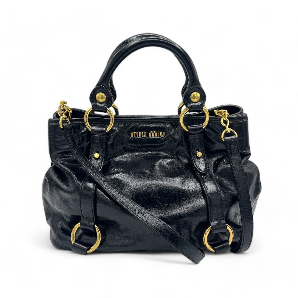 Miu Miu Handtasche mit Umhängegurt aus Leder schwarz