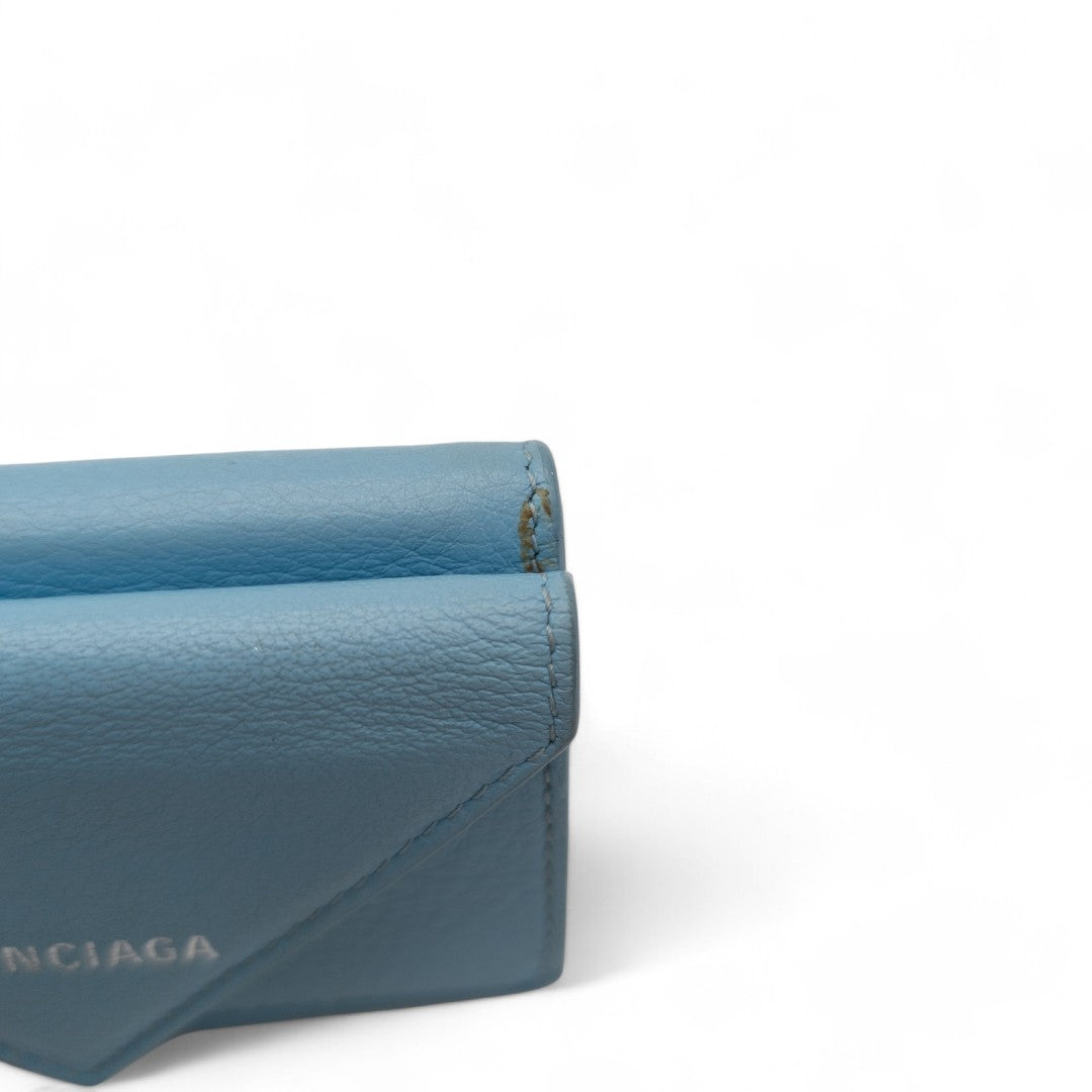 Balenciaga mini wallet made of calf leather baby blue