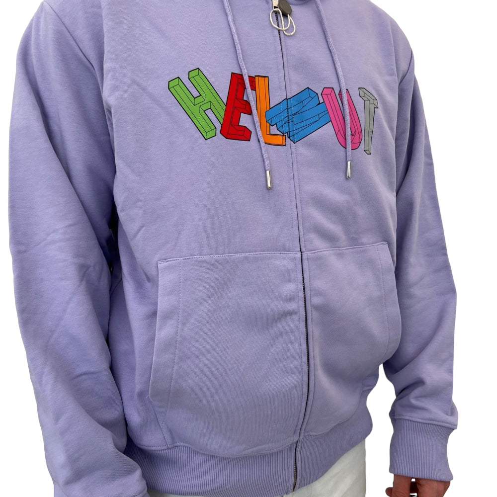 Helmut Lang zip hoodie with colorful lettering Lilac L 
