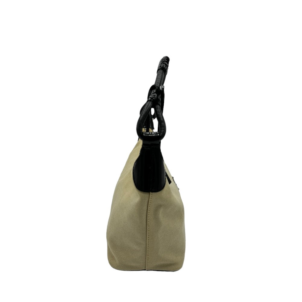 Prada Handtasche beige mit schwarzen Lederhenkel