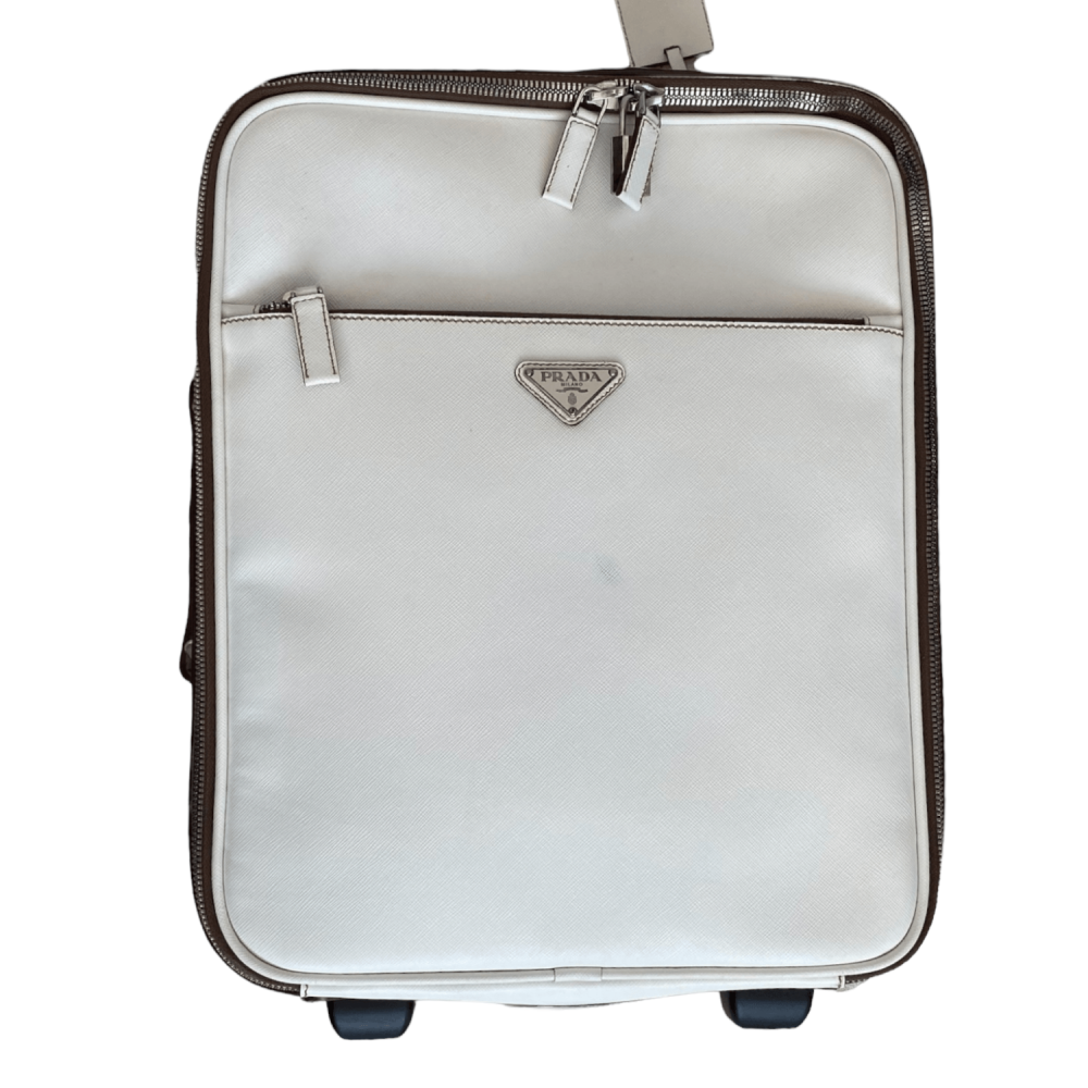 Prada Koffer / Reisekoffer aus Saffiano Leder in weiß